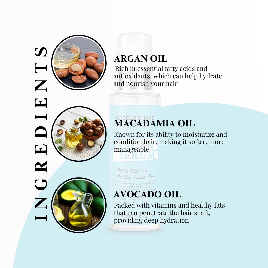 Cabelo Chave Argan Serum For Frizz Control & Shiny Hair 100ml
