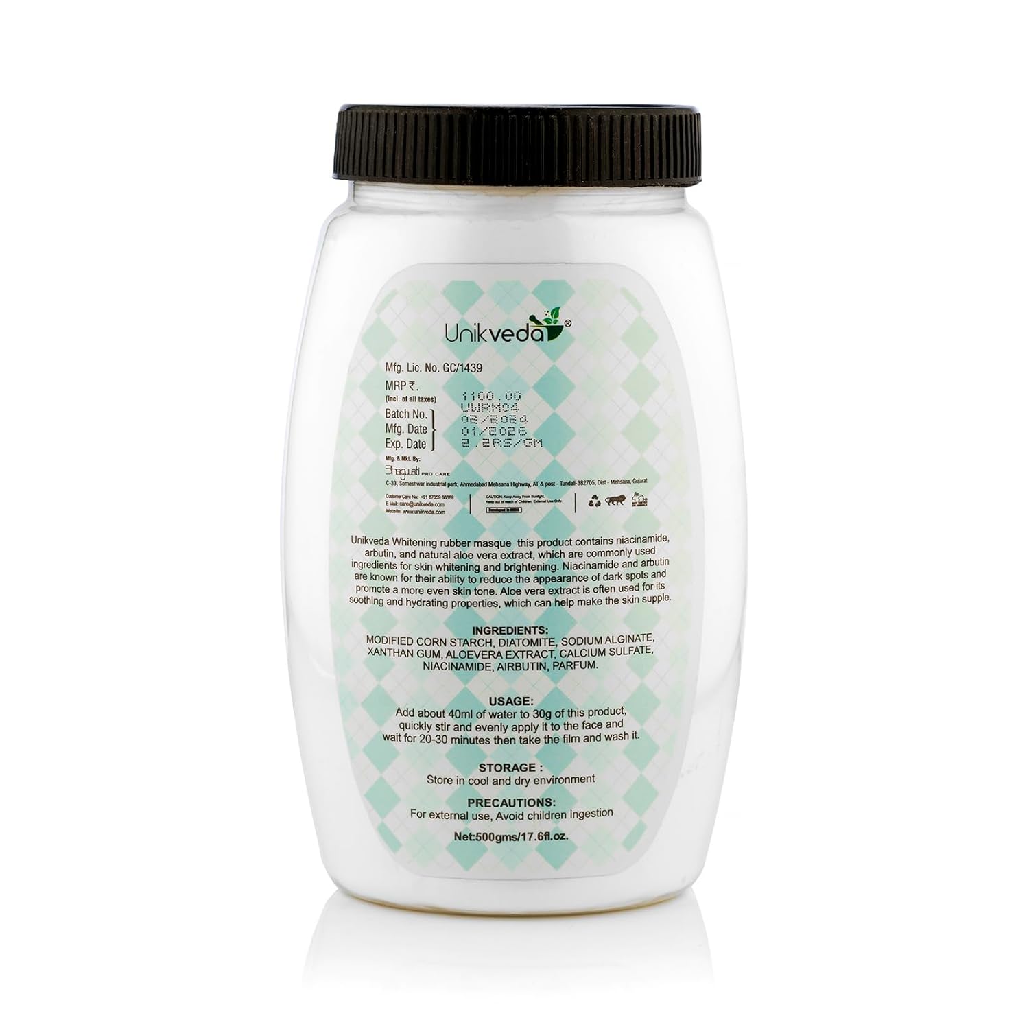 Unikveda Whitening Rubber Face Mask, professional rubber mask, skin conditioning care, salon facial mask