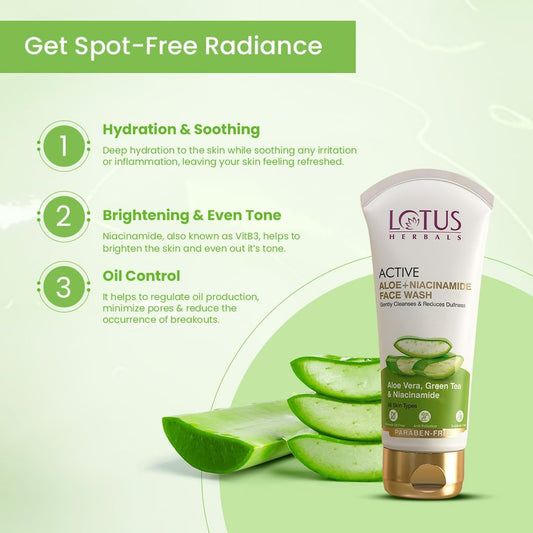 Lotus Herbals Active Aloe + Niacinamide Face Wash, face wash, gel texture