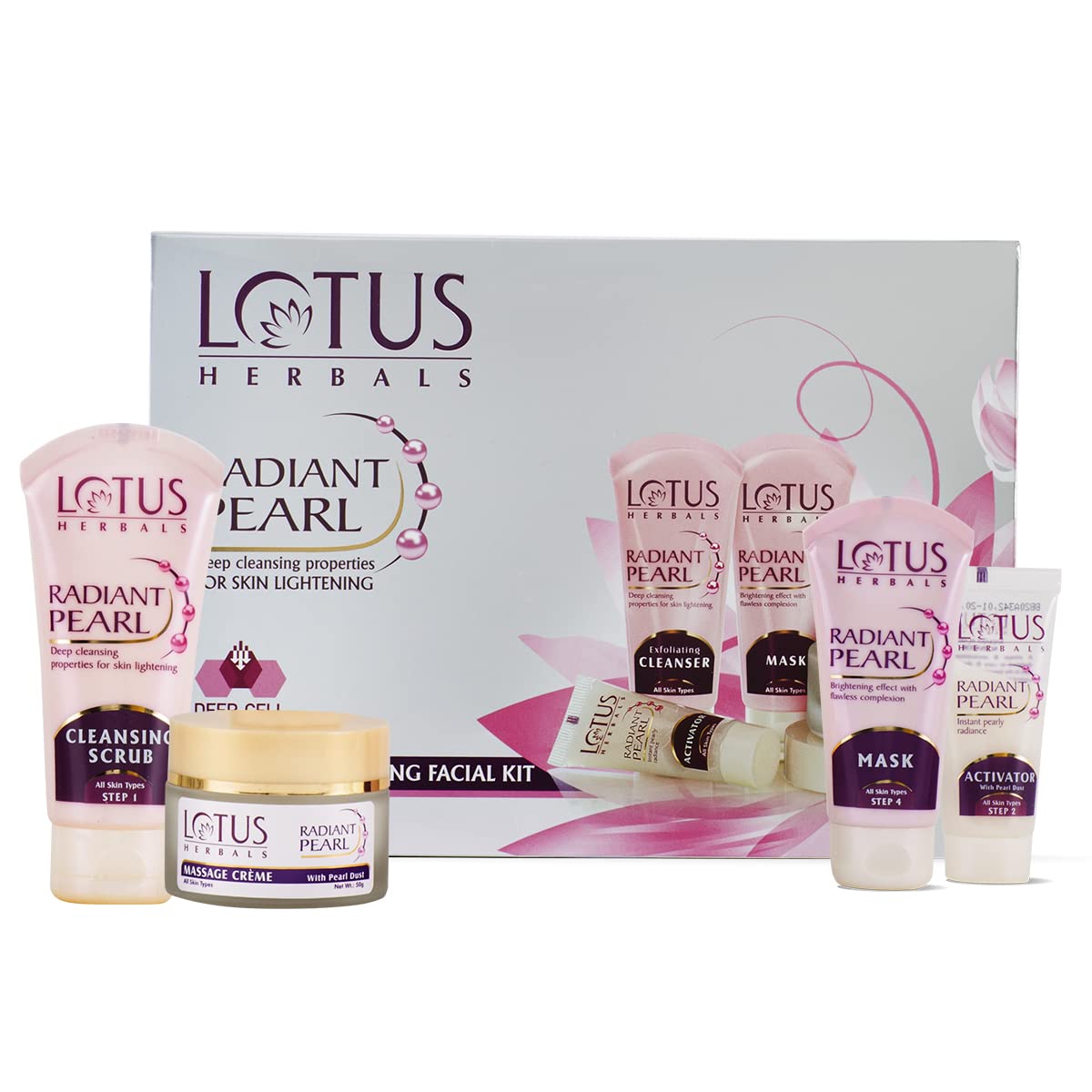 Lotus Herbals Radiant Pearl Cellular Lightening Facial Kit, facial kit, salon-grade