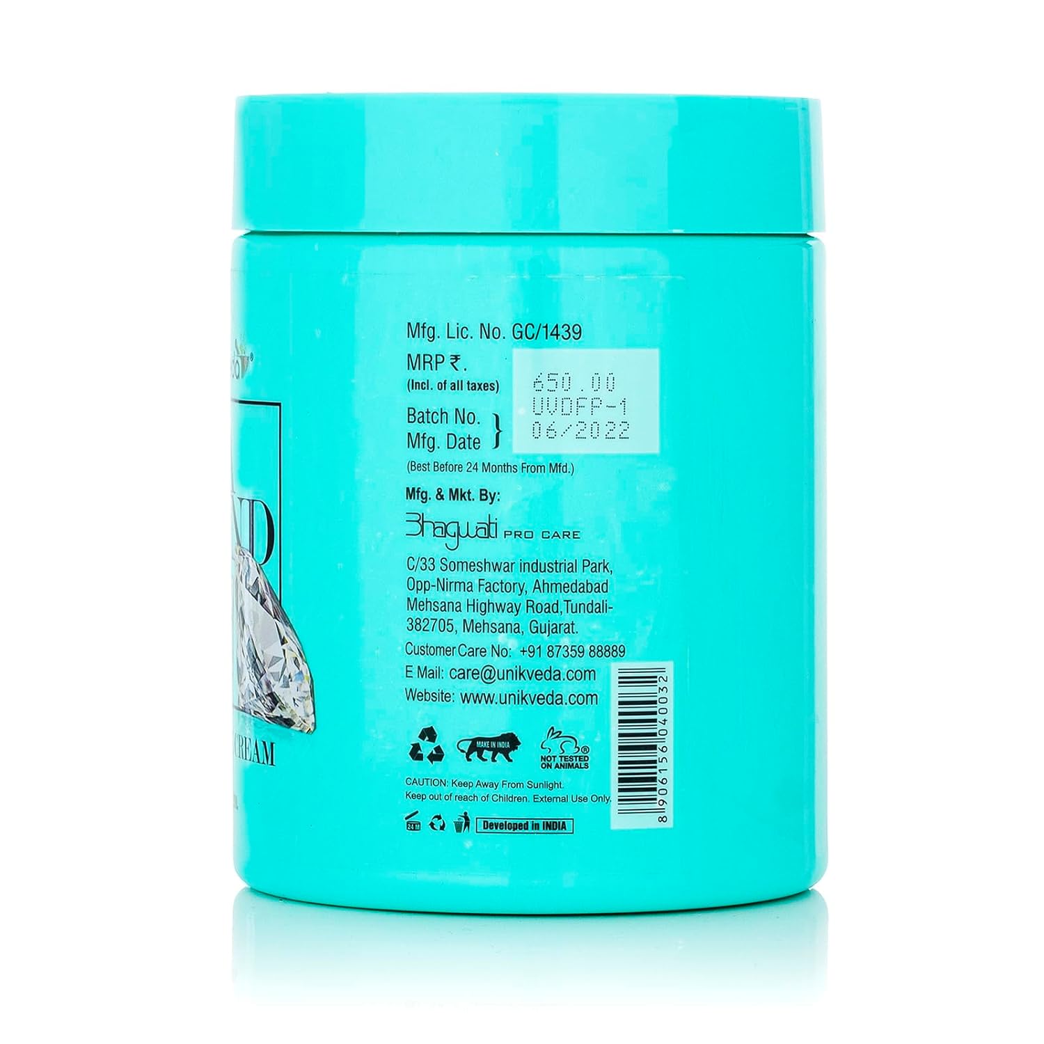 Unikveda Diamond Massage Cream, diamond massage cream, vitamin e enriched cream, skin nourishment, professional massage