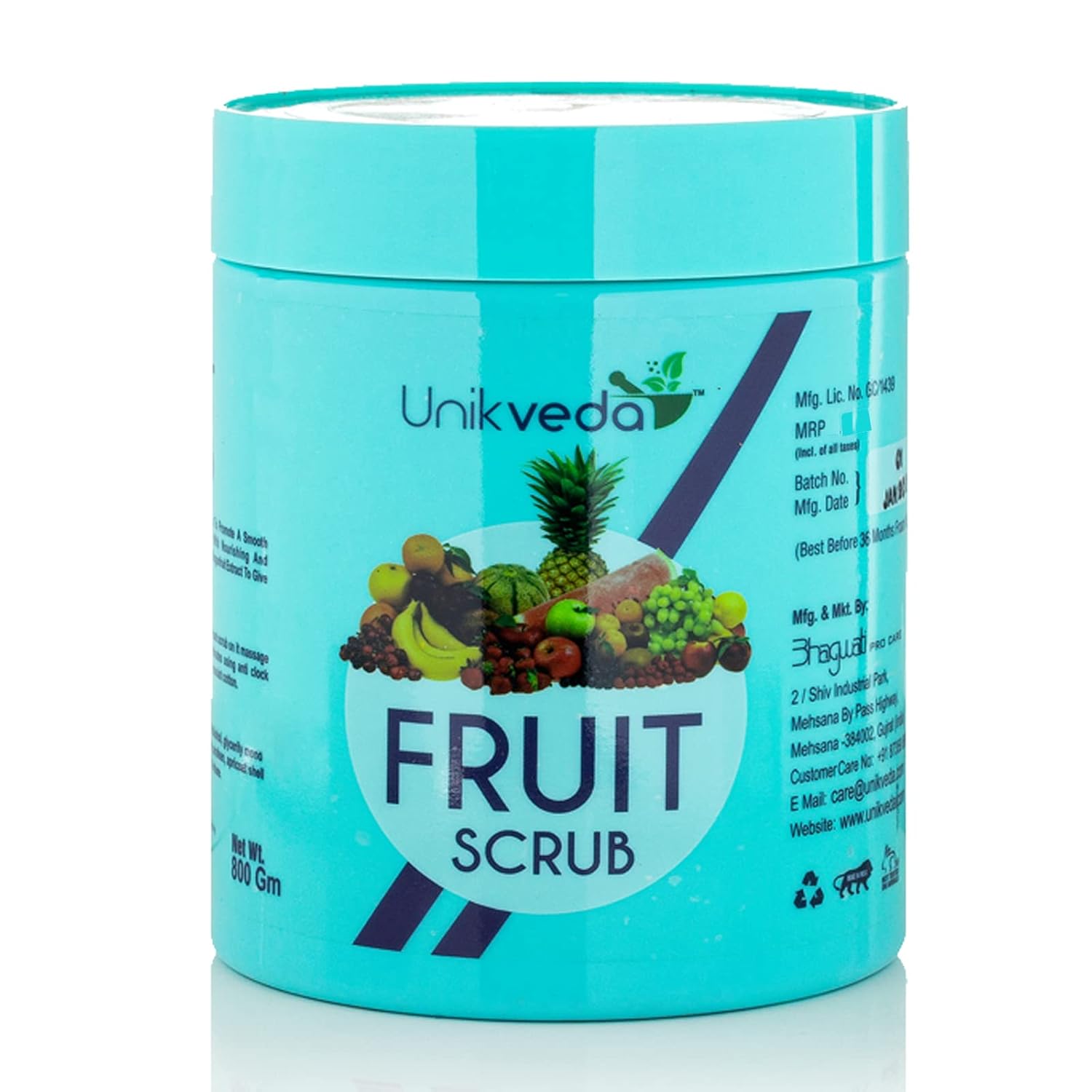Unikveda Natural Fruit Face Scrub, fruit exfoliating scrub, mild face scrub, clear skin care, professional facial