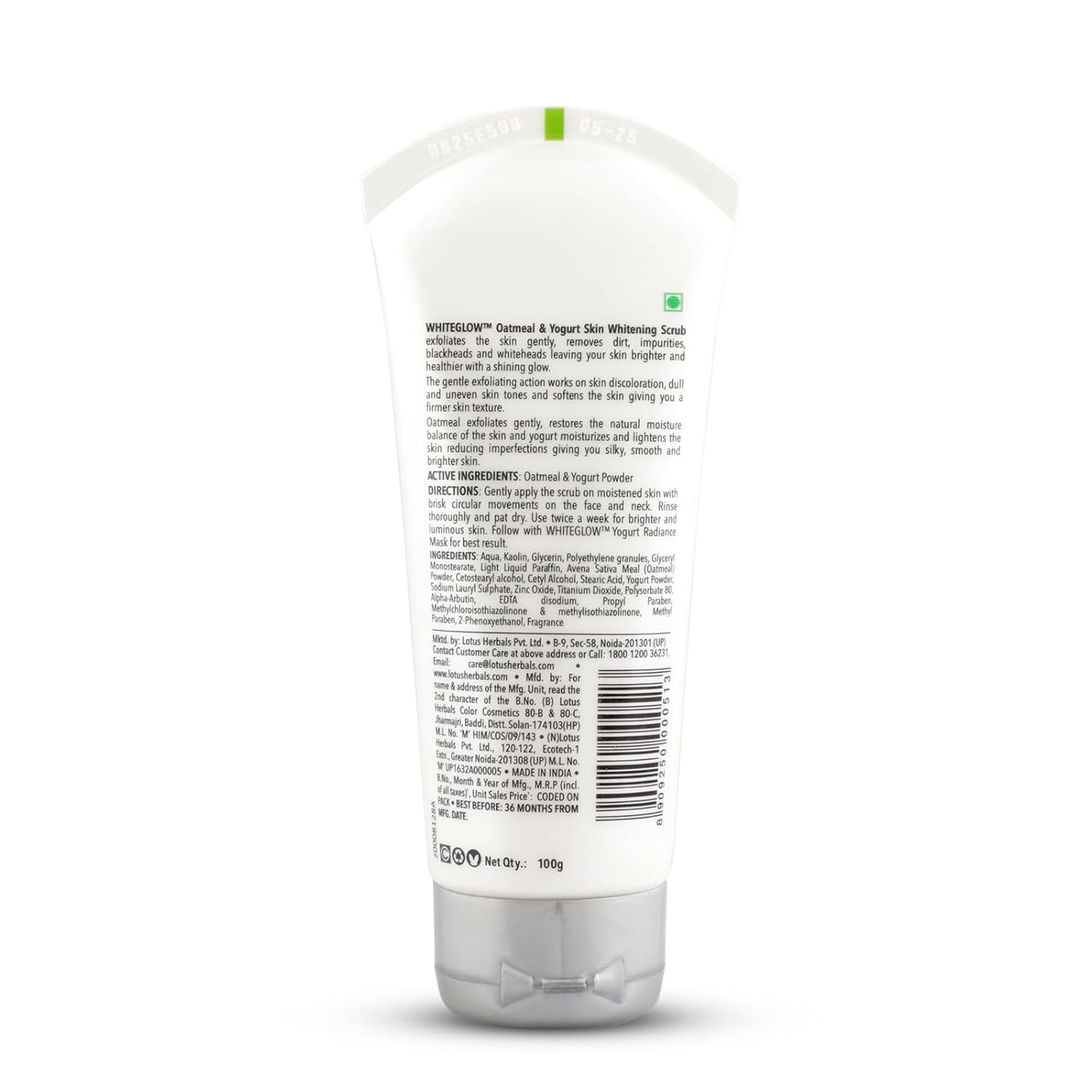 Lotus Herbals WhiteGlow Skin Brightening Scrub, face scrub, oatmeal and yogurt