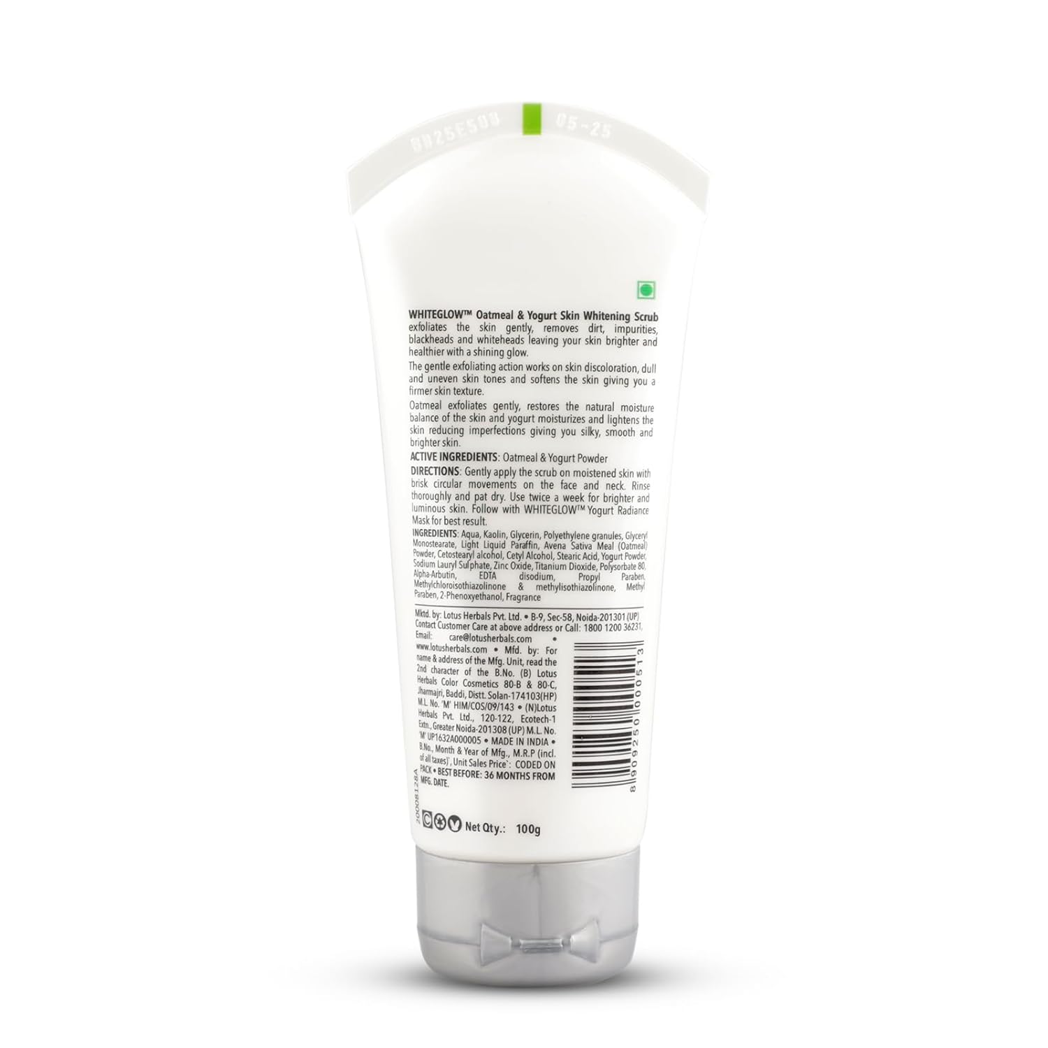 Lotus Herbals WhiteGlow Skin Brightening Scrub, face scrub, oatmeal and yogurt