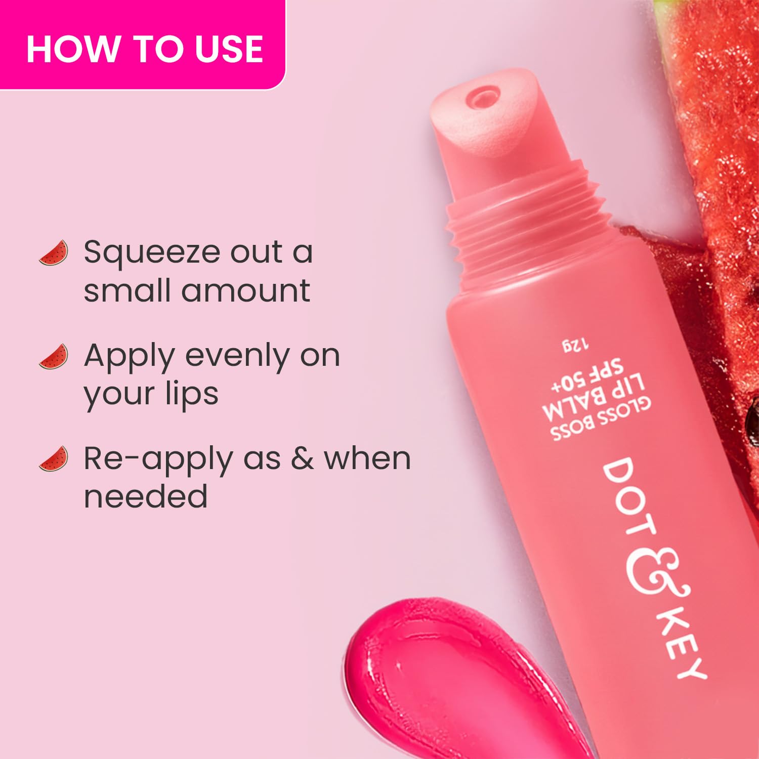 Dot & Key Gloss Boss Watermelon Lip Balm, brightening spf lip care, glossy lips