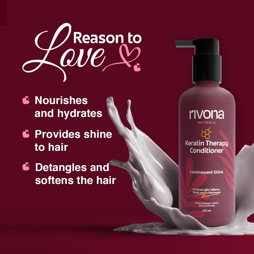 Rivona Keratin Therapy Conditioner, frizz control hair conditioner, smooth hair care, keratin treatment