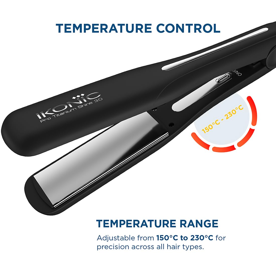 Ikonic Pro Titanium Shine Hair Straightener 30mm for smooth, shiny straight styling