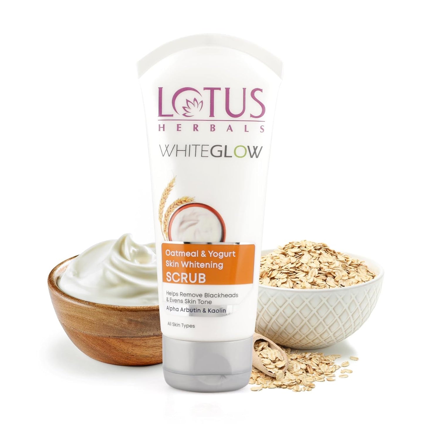 Lotus Herbals WhiteGlow Skin Brightening Scrub, face scrub, oatmeal and yogurt