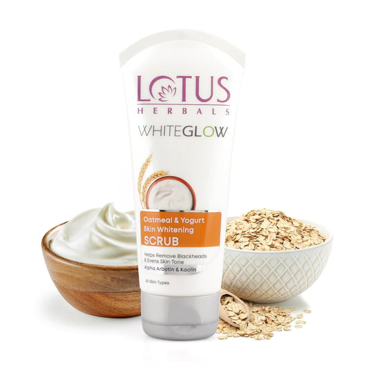 Lotus Herbals WhiteGlow Skin Brightening Scrub, face scrub, oatmeal and yogurt