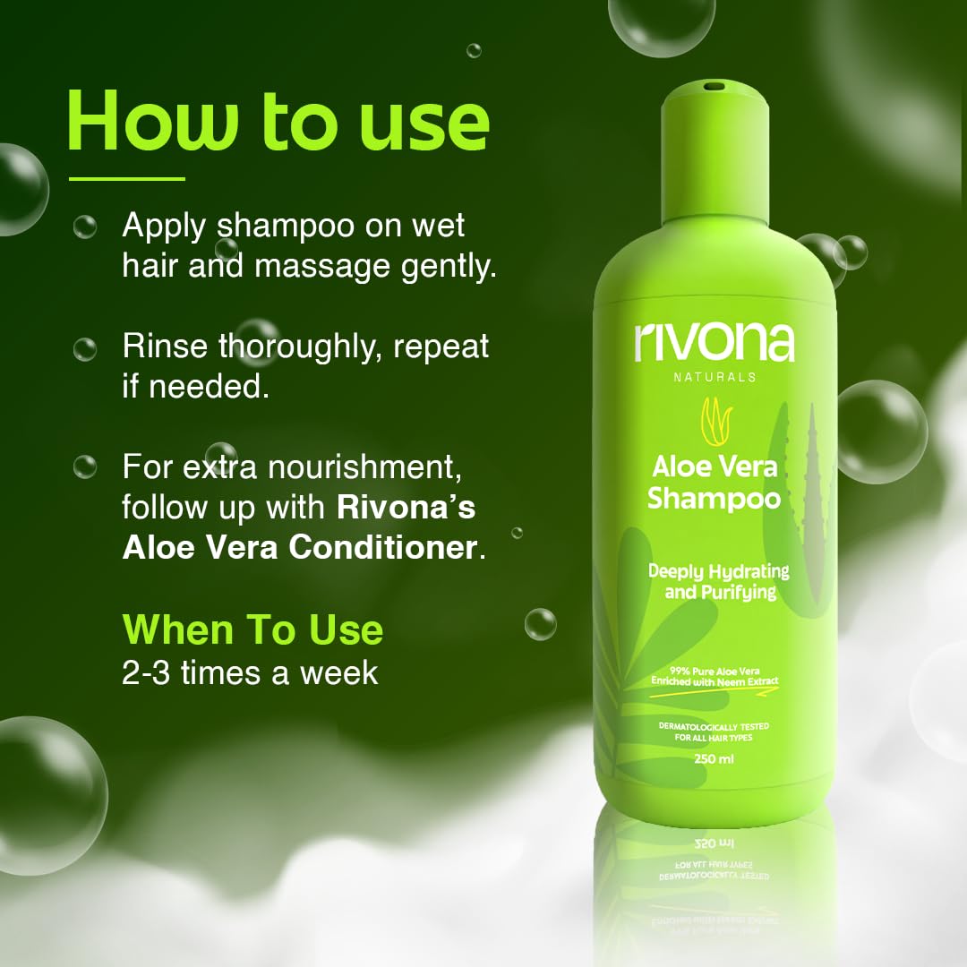 Rivona Aloe Vera Shampoo, gentle hair cleansing shampoo, nourishing hair care