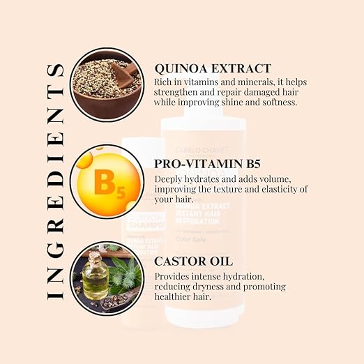 Cabelo Chave Quinoa Shampoo For Nourishing, Strengthening & Color-Protecting Hair 1000ml