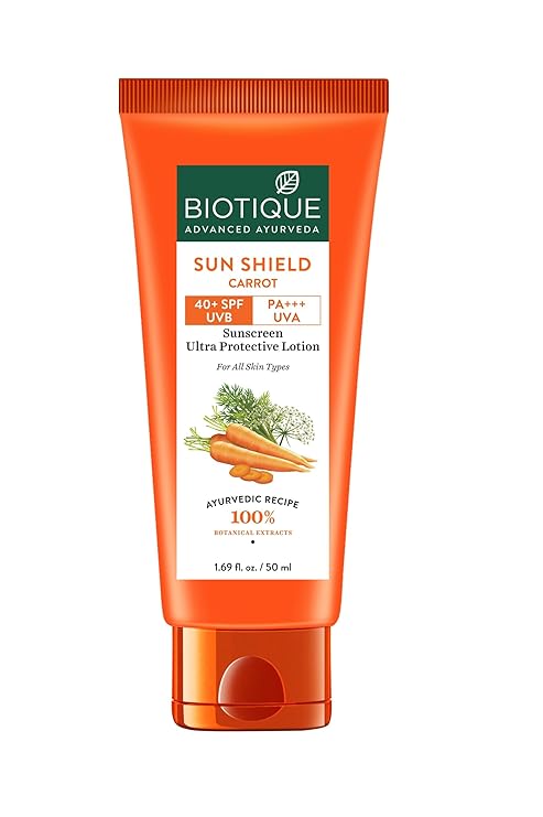 Biotique Carrot Sun Lotion SPF 40 sunscreen bottle