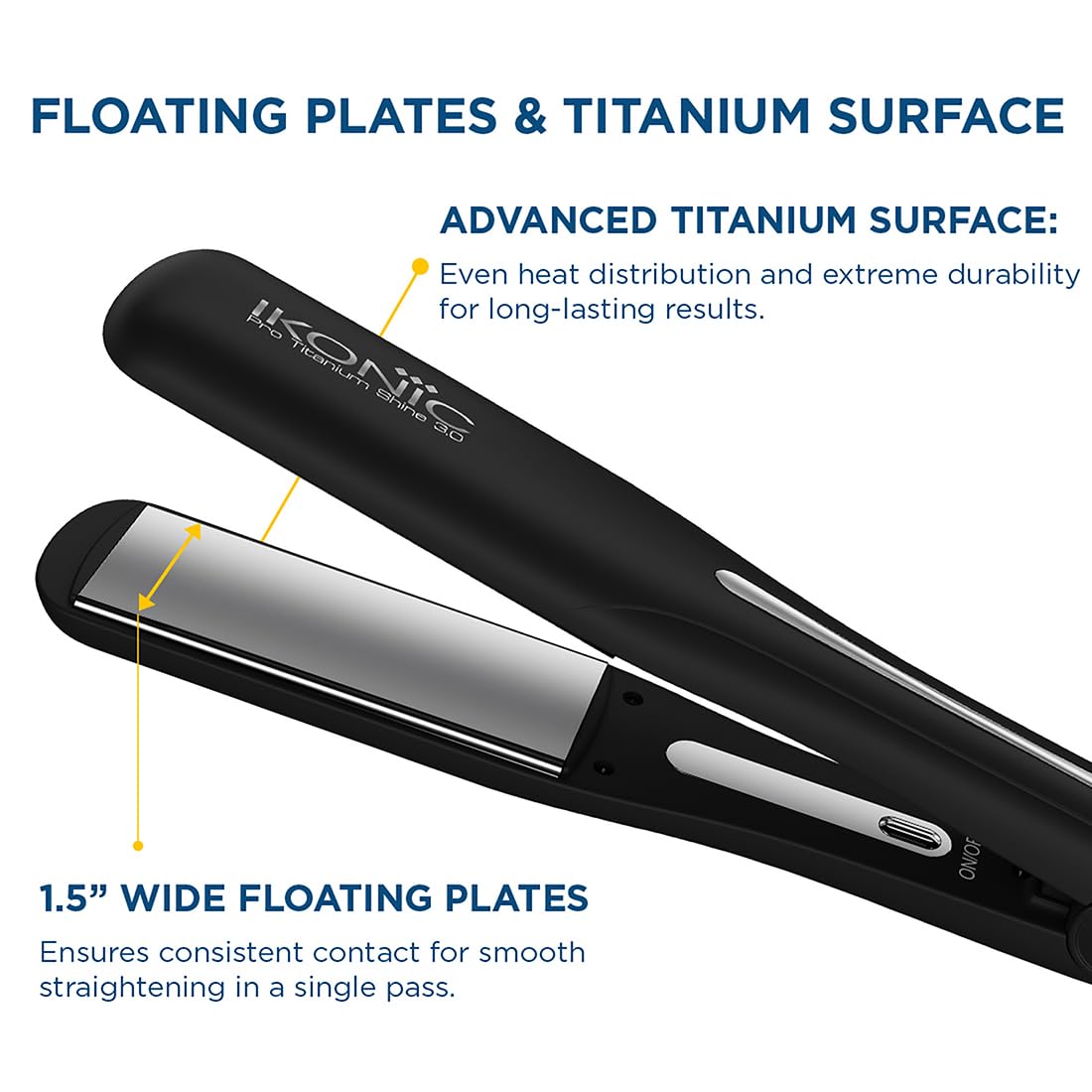 Ikonic Pro Titanium Shine Hair Straightener 30mm for smooth, shiny straight styling