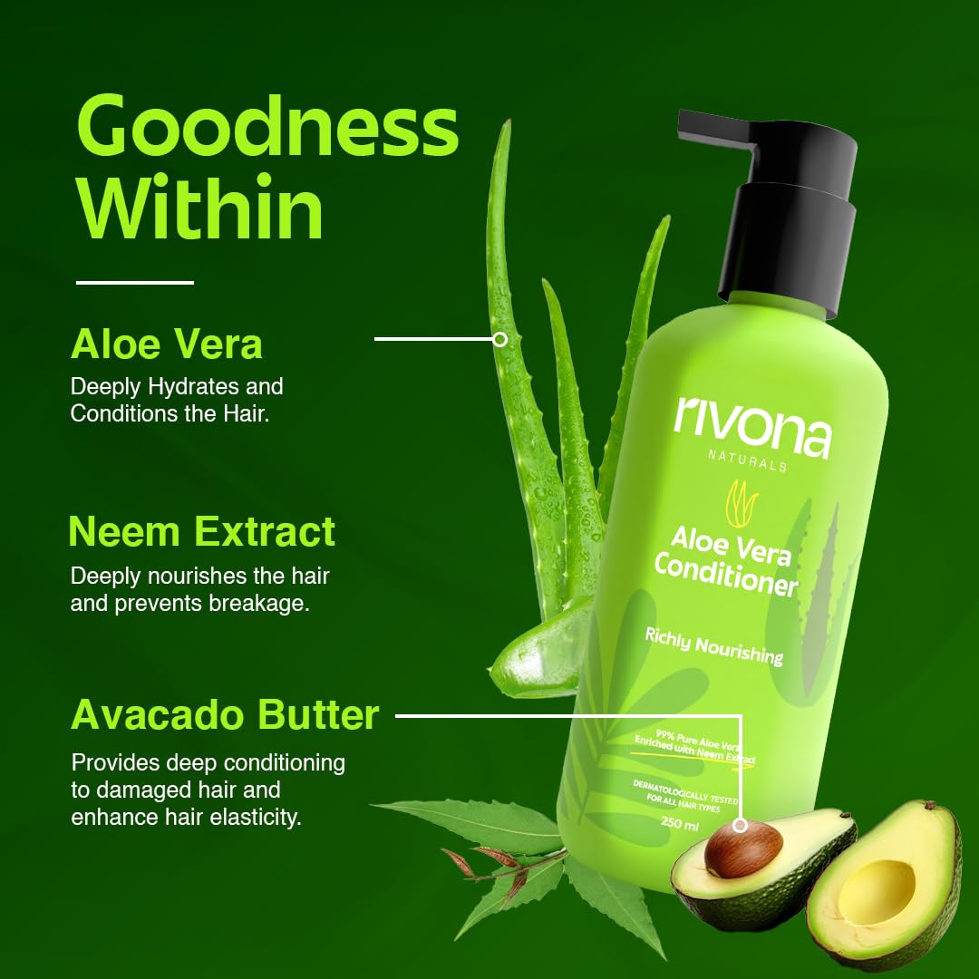 Rivona Aloe Vera Conditioner, hydrating hair conditioner, smooth hair care, aloe based conditioner, daily hair care