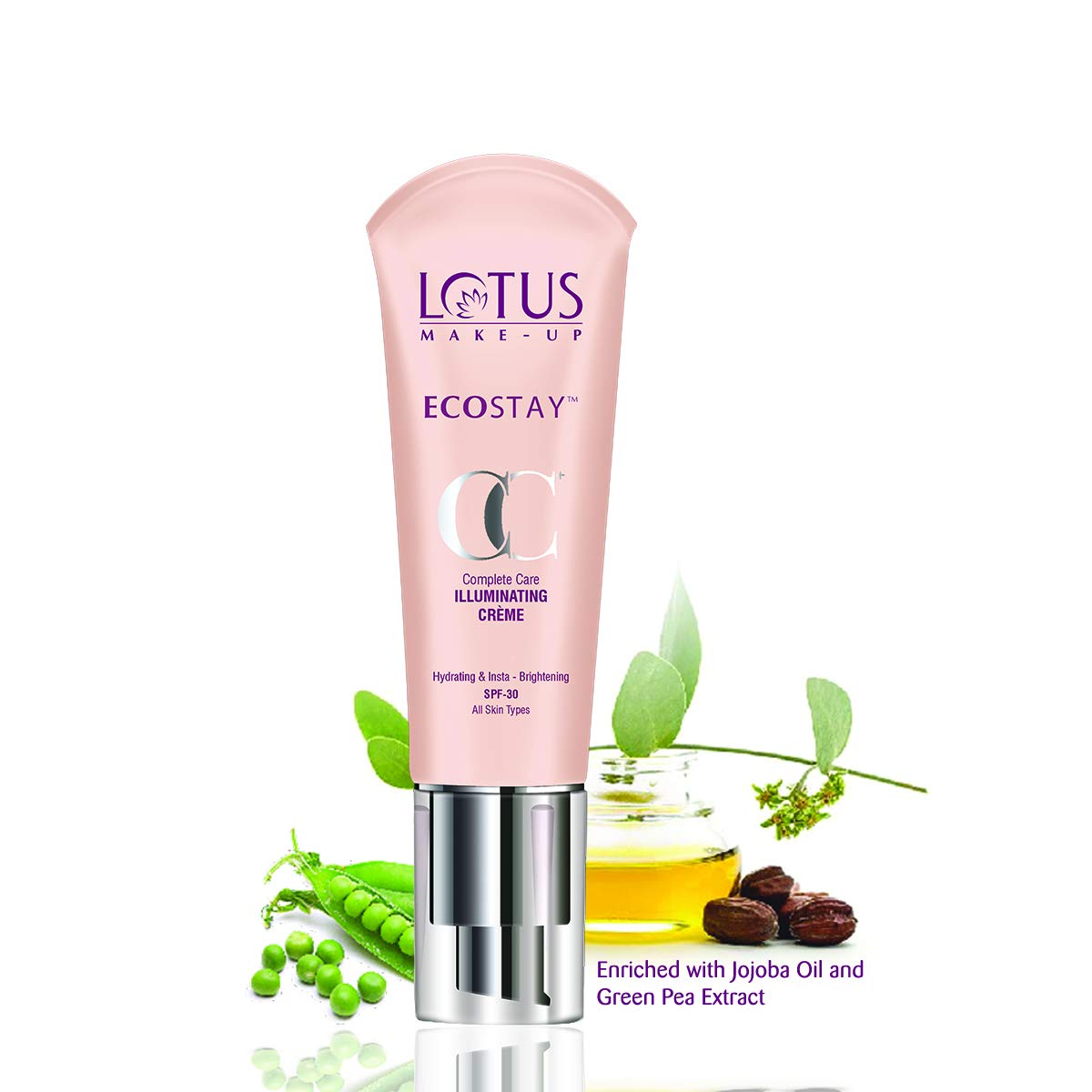 Lotus Make-Up Ecostay CC + Illuminating Creme, CC cream, luminous finish, Bare Light