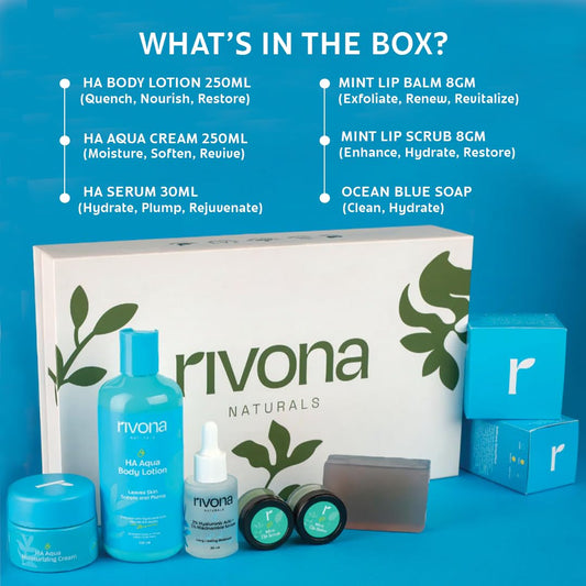 Rivona Blue and Dew Gift Set, premium skincare gifting, rivona collection
