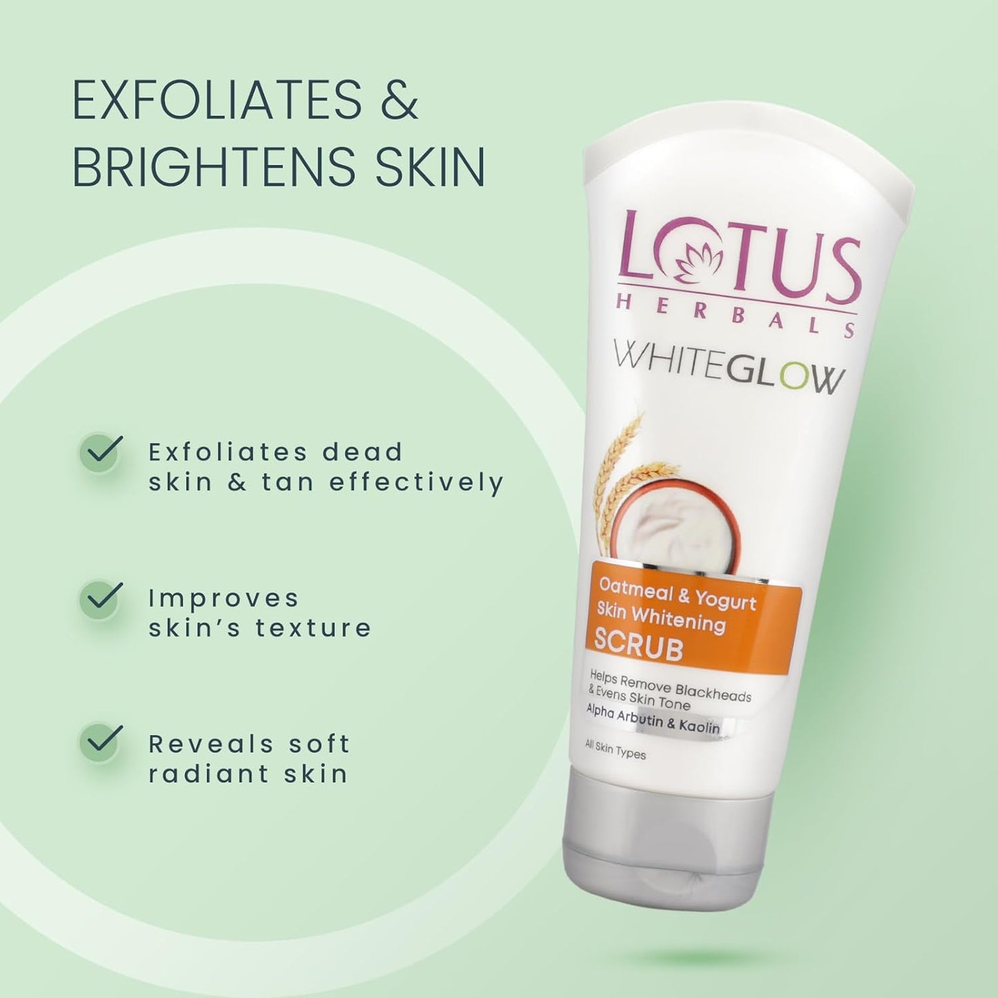 Lotus Herbals WhiteGlow Skin Brightening Scrub, face scrub, oatmeal and yogurt