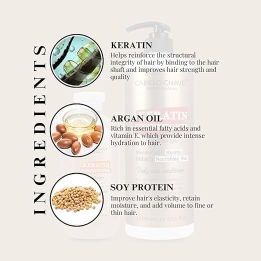 Cabelo Chave Keratin Conditioner | Smooth & Shiny Hair 300ml