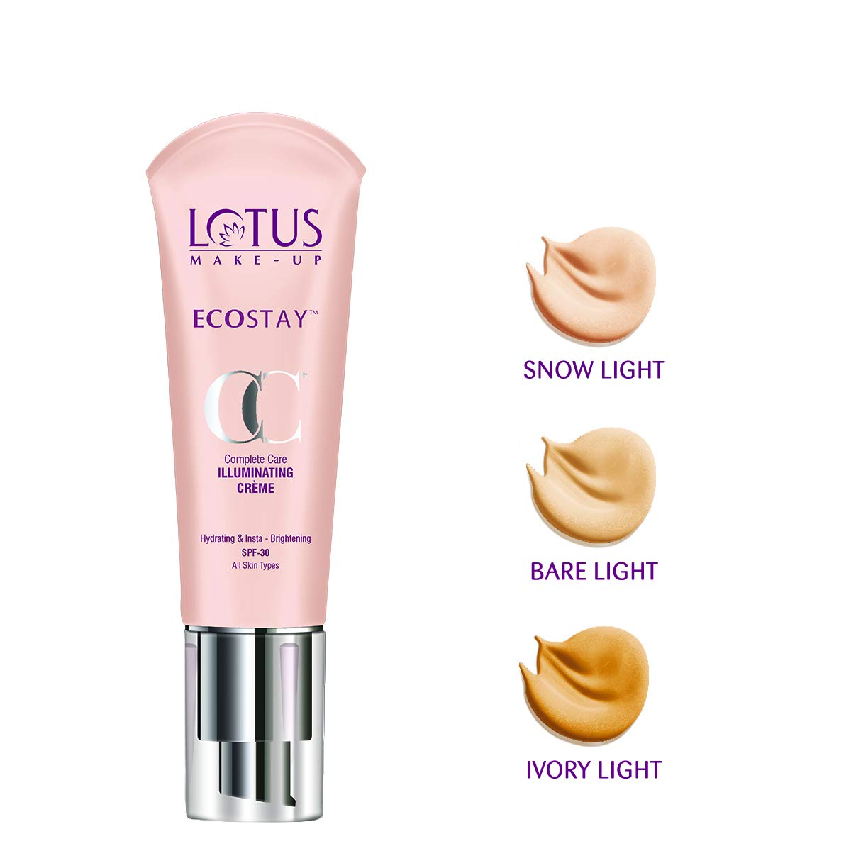 Lotus Make-Up Ecostay CC + Illuminating Creme, CC cream, luminous finish, Bare Light