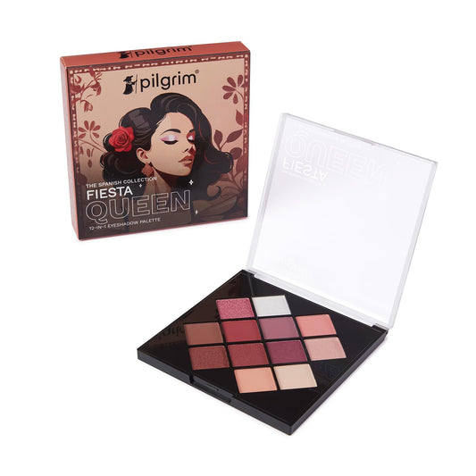 Pilgrim Eyeshadow Fiesta Queen 12-in-1 Highly Pigmented Shades For The Ultimate Glam | 24Gm