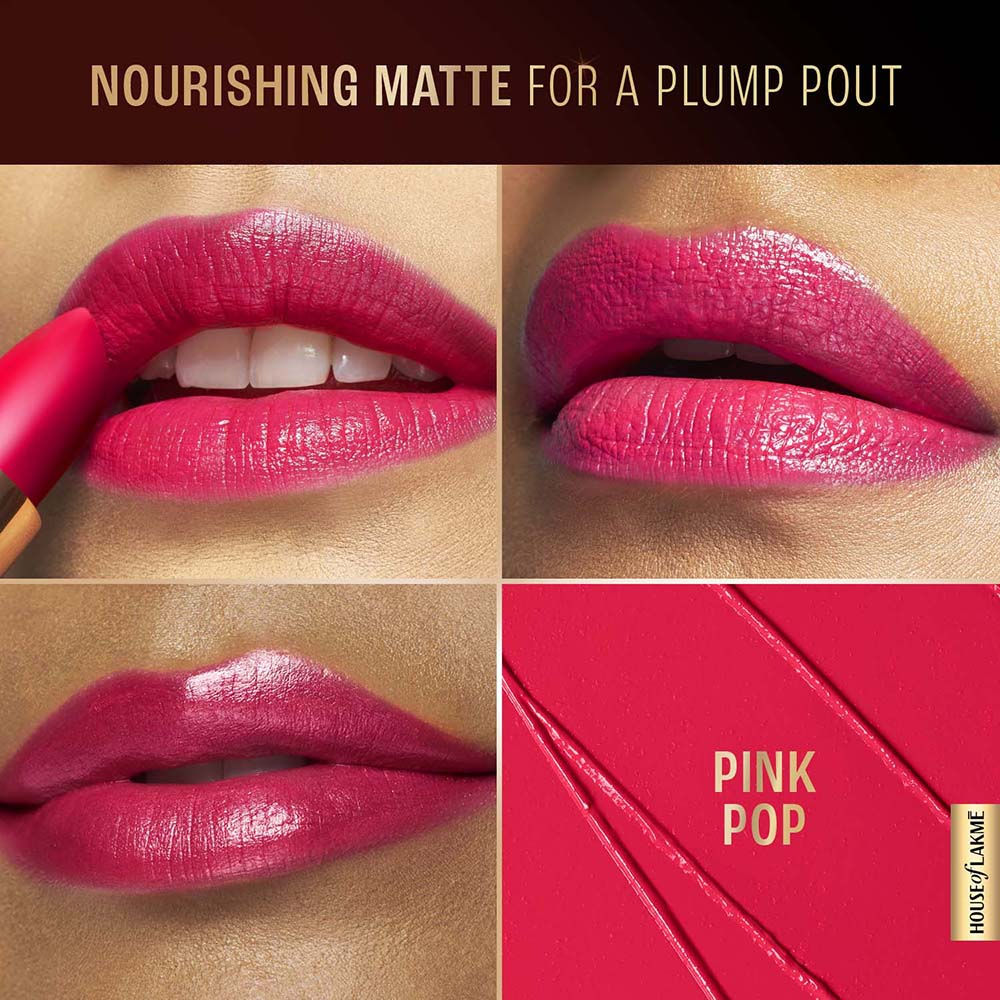 Lakmï¿½ Ultimate Glam Satin Matte Lipstick ï¿½ Pink Pop|4.3 gms|MRP 350