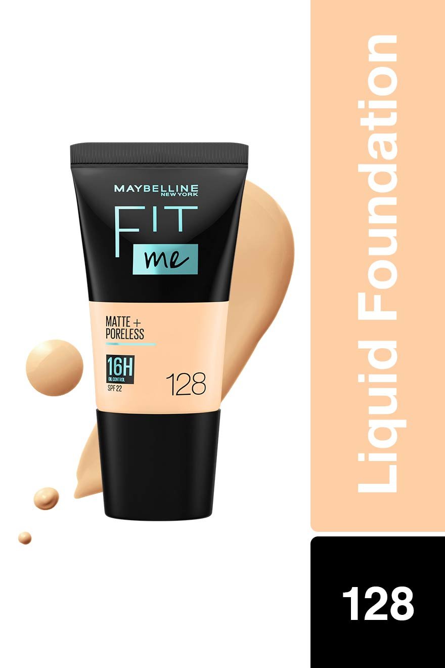 Maybelline New York Fit Me Matte+Poreless Liquid Foundation Tube - 128 Warm Nude|18 ml|MRP 325