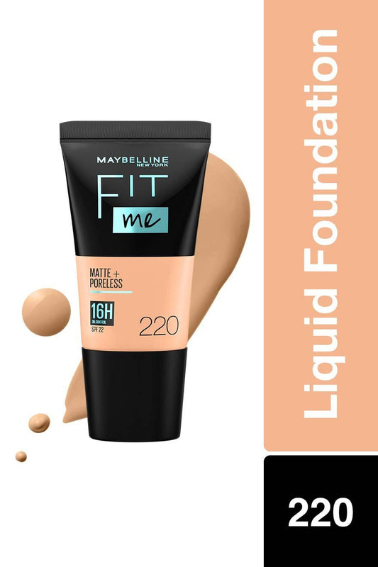 Maybelline New York Fit Me Matte+Poreless Liquid Foundation Tube - 220 Natural Beige|18 ml|MRP 299