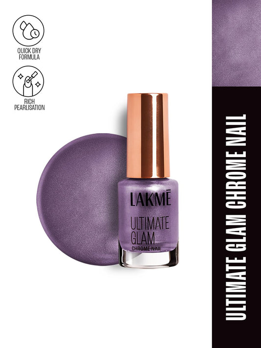 Lakme Ultimate Glam Chrome Metallic Finish Nail Paint ï¿½ CH2 Magenta|6 ml|MRP 215