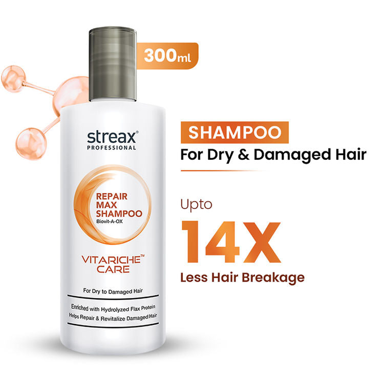 Streax Professional Vitariche Care Repair Max Shampoo|300 ml|MRP 300