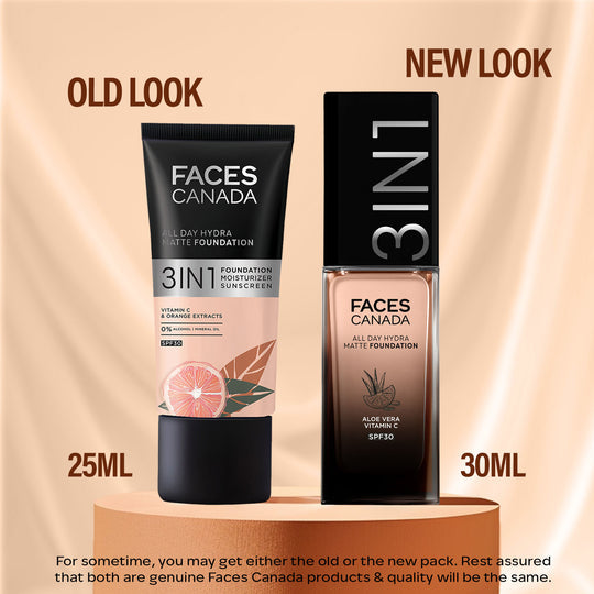 Faces Canada 3in1 All Day Hydra Matte Foundation  - Rose Ivory 011|25 ml|MRP 549
