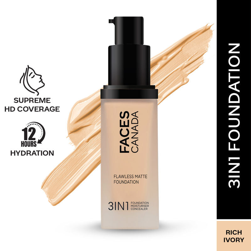 Faces Canada Flawless Matte Foundation - Rich Ivory 011|30 ml|MRP 999