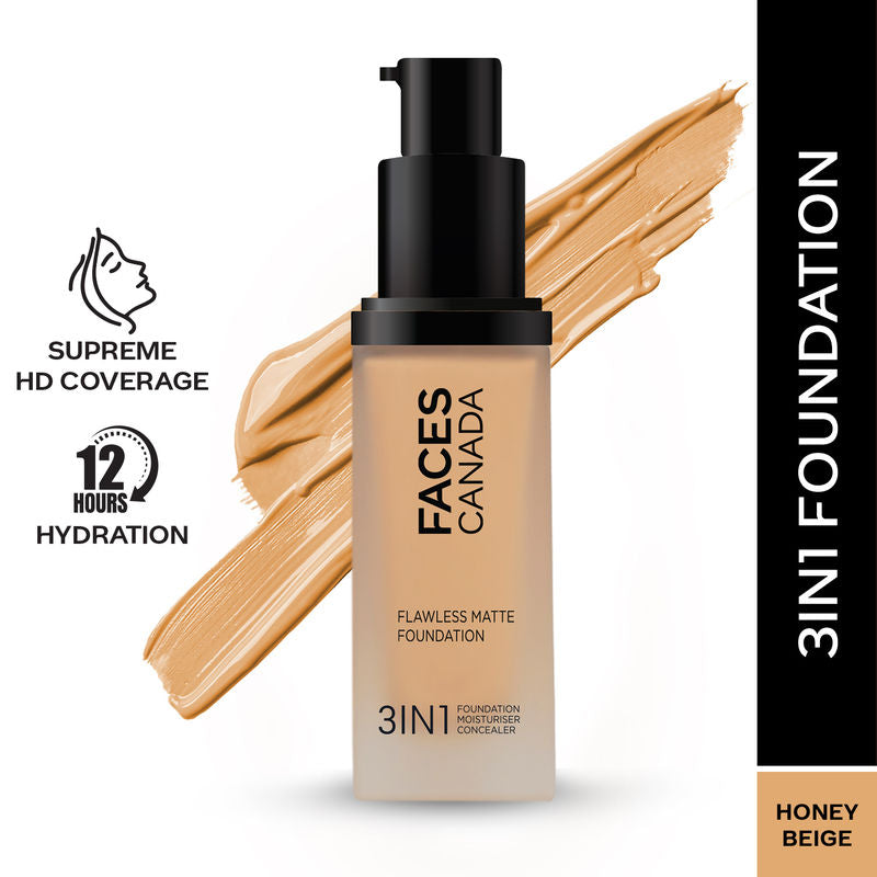 Faces Canada Flawless Matte Foundation - Honey Beige 031|30 ml|MRP 999