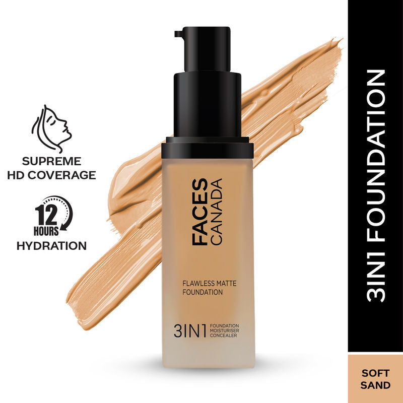 Faces Canada Flawless Matte Foundation - Soft Sand 041|30 ml|MRP 999
