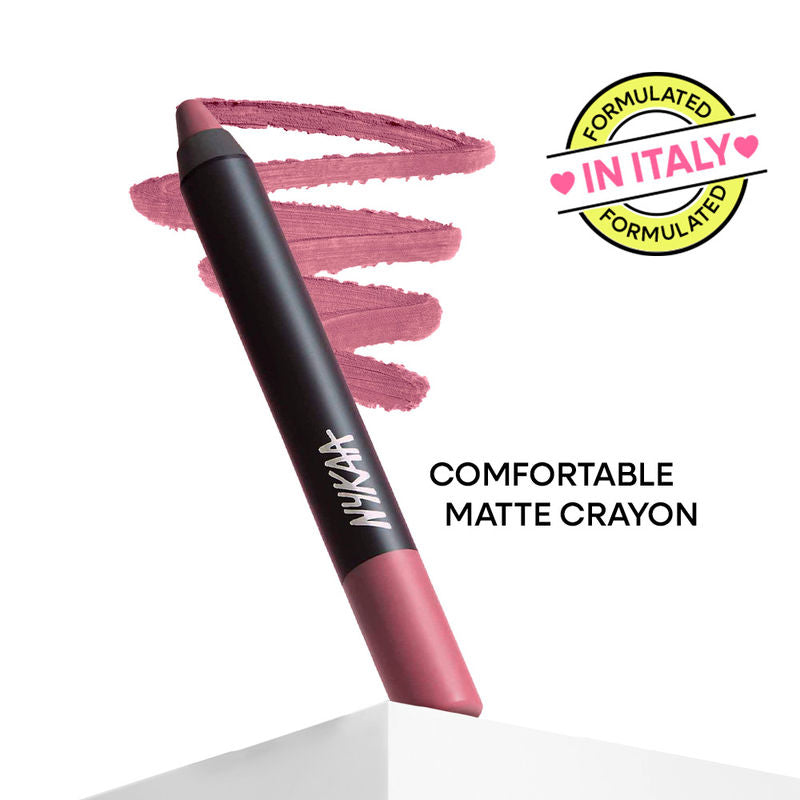 Nykaa Matte-illicious Transferproof Lip Crayon Lipstick with Free Sharpener - Lacy Luck 10|2.8 gms|MRP 799