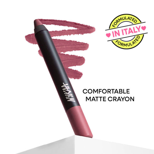 Nykaa Matte-illicious Transferproof Lip Crayon Lipstick with Free Sharpener - Twilight Dreams 13|2.8 gms|MRP 799