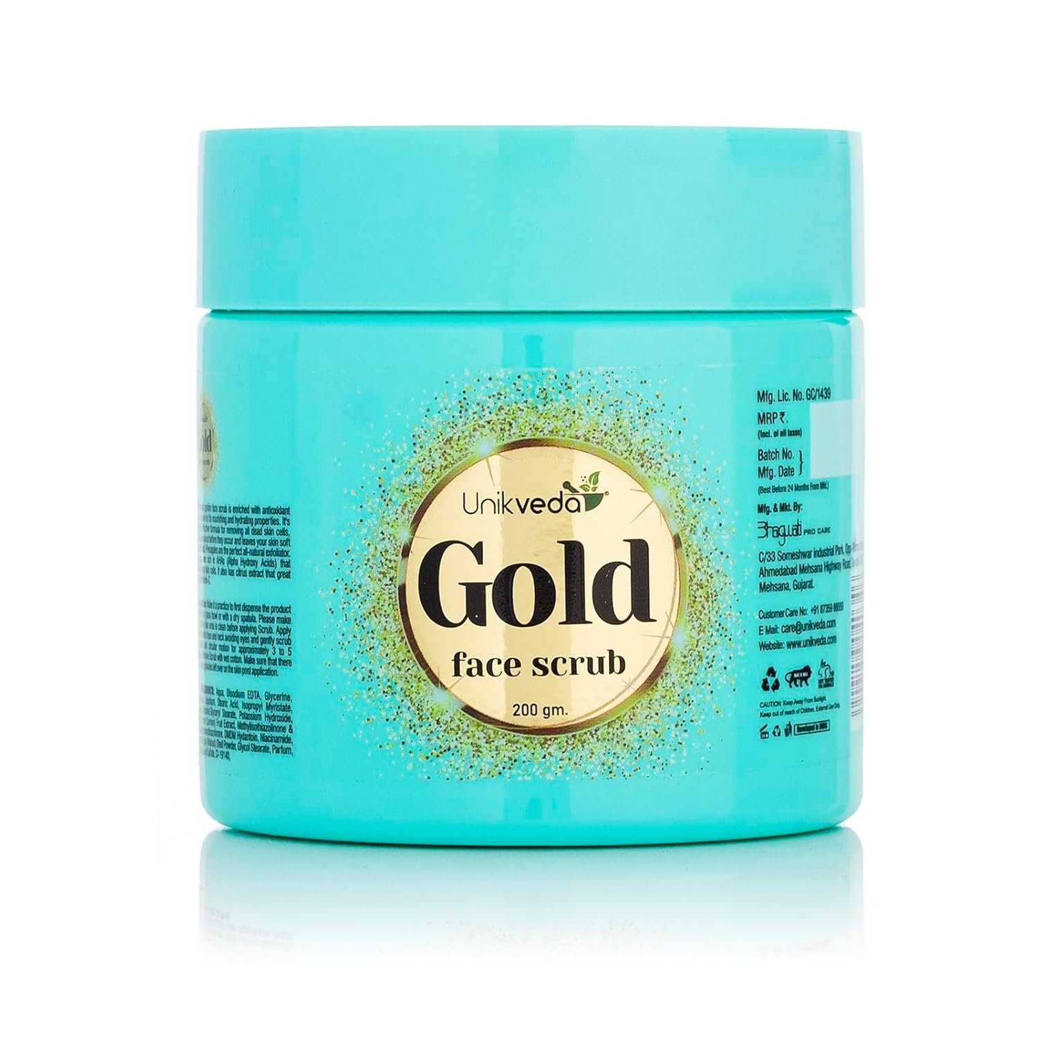 Unikveda Gold Face Scrub, gold exfoliating scrub, radiance skin care, professional facial scrub, glowing skin