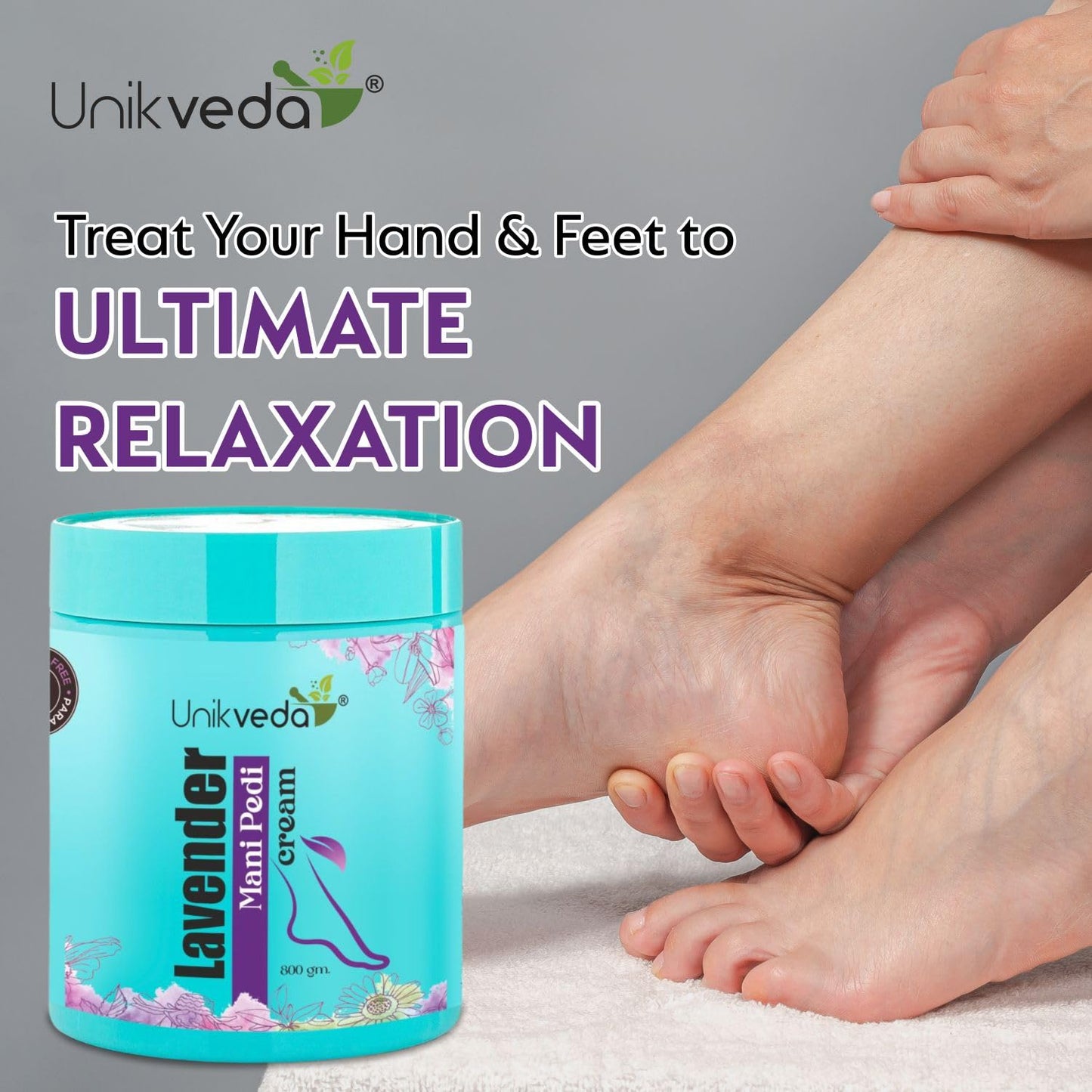 Unikveda Lavender Mani Pedi Cream, moisturising spa cream, soft skin care, professional manicure, salon use