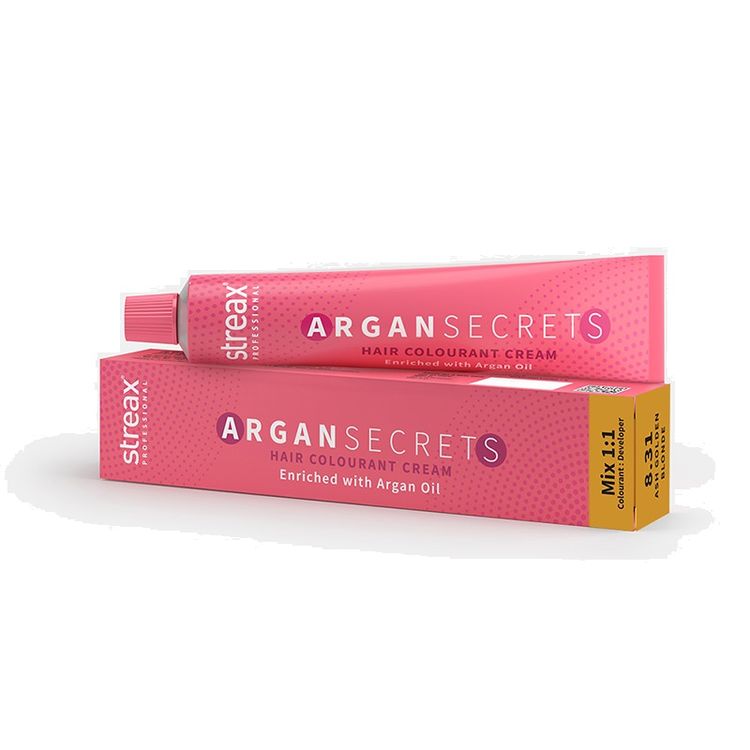 Streax Professional Argan Secrets  - Ash Golden Blonde 8.31|60 gms|MRP 220
