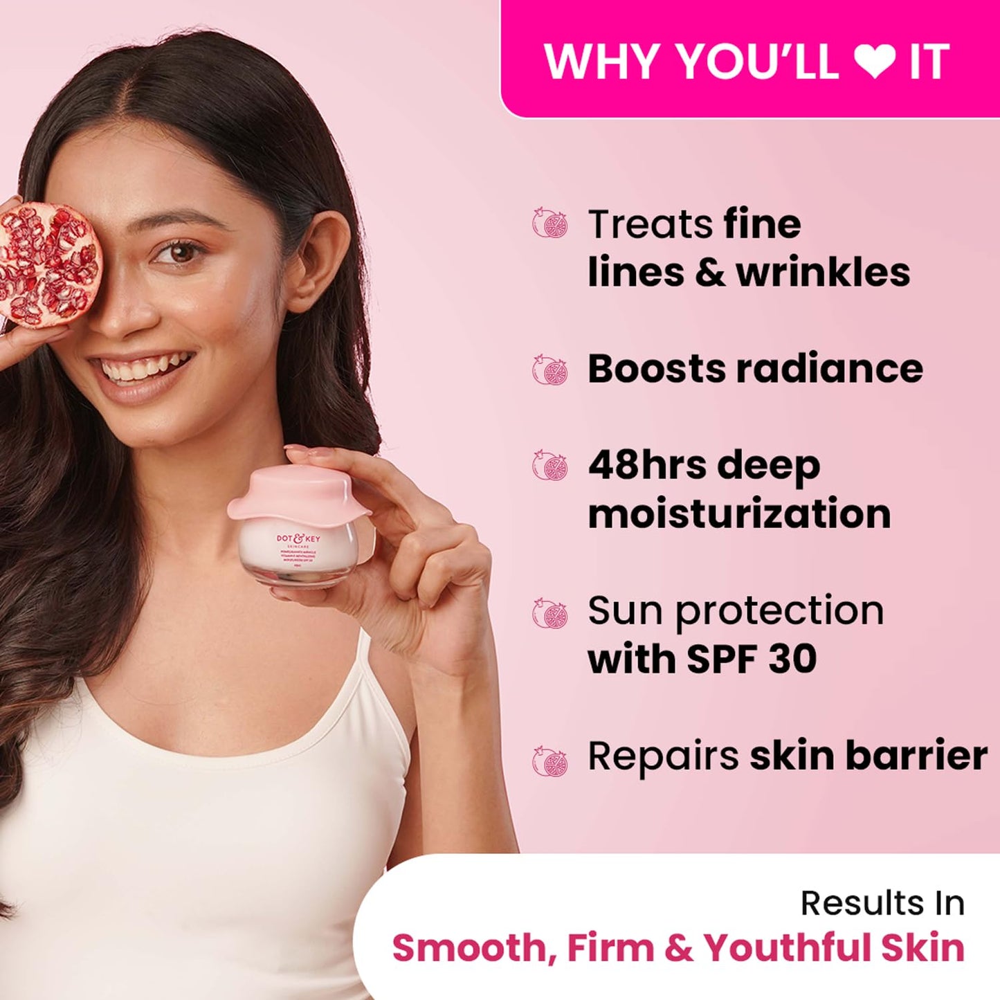 Dot & Key Pomegranate Peptide Moisturizer, youthful hydration care