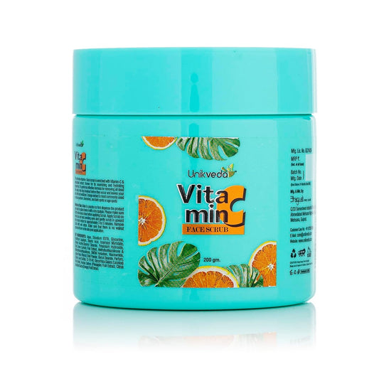 Unikveda Vitamin C Face Scrub, orange extract exfoliating scrub, brightening skin care