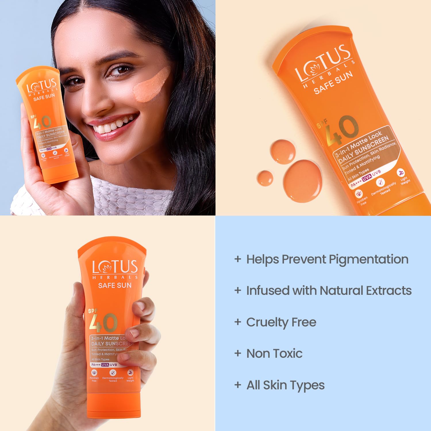 Lotus Herbals Safe Sun 3 In 1 Matte-Look Daily Sunscreen, sunscreen, matte finish, SPF 40