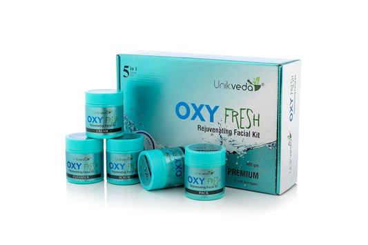 Unikveda Oxy Fresh Facial Kit, skin revitalising facial care, professional salon facial, fresh glow