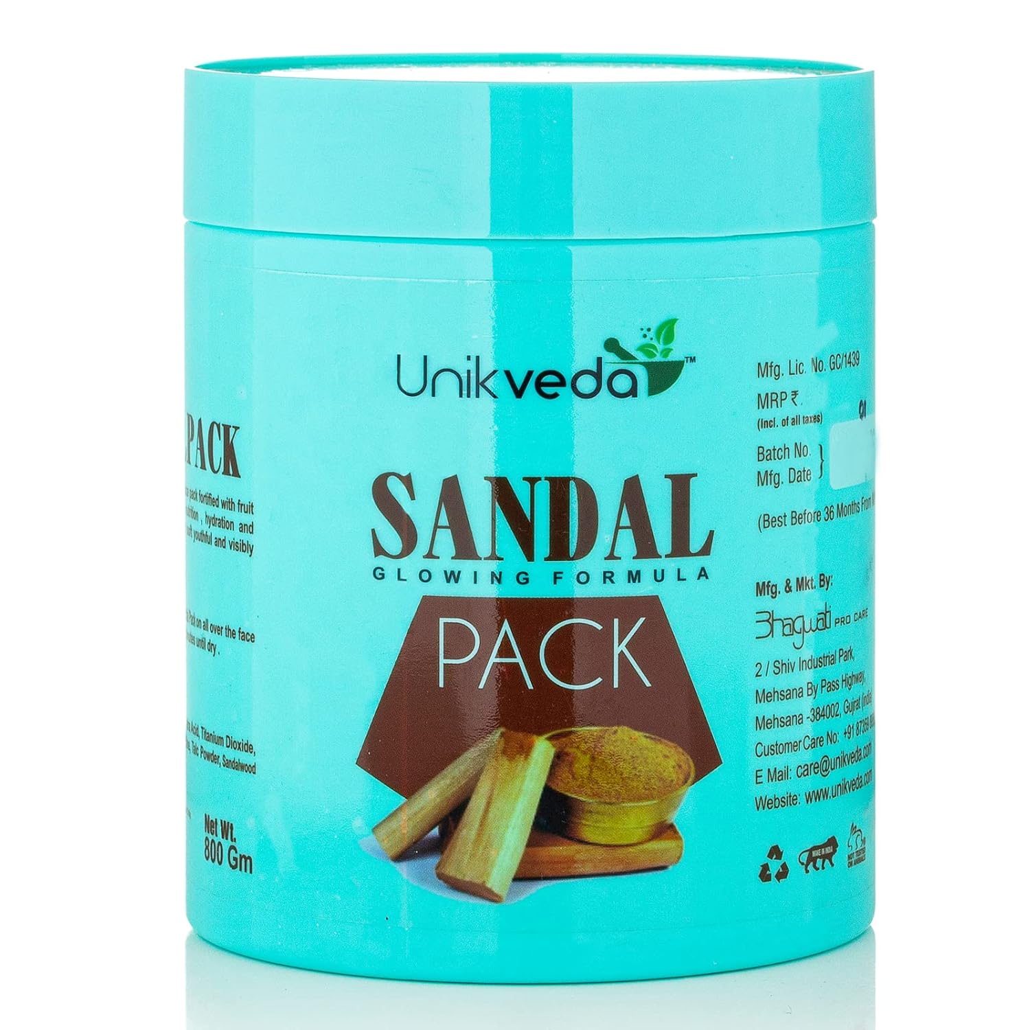 Unikveda Sandalwood Face Pack, calming skin care pack, nourishing facial, herbal face pack, salon use