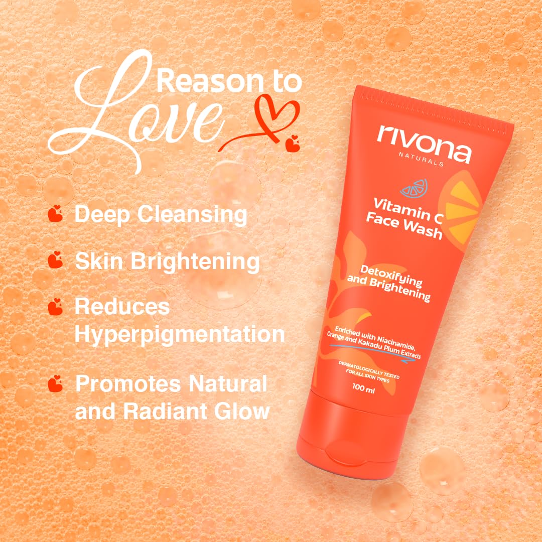 Rivona Vitamin C Face Wash, brightening face cleanser, glow skincare wash, daily cleansing