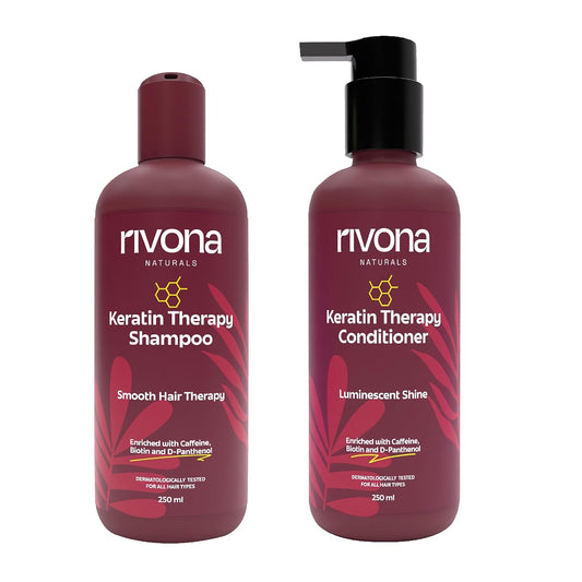 Rivona Keratin Therapy Hair Set, shampoo conditioner combo, smooth hair care