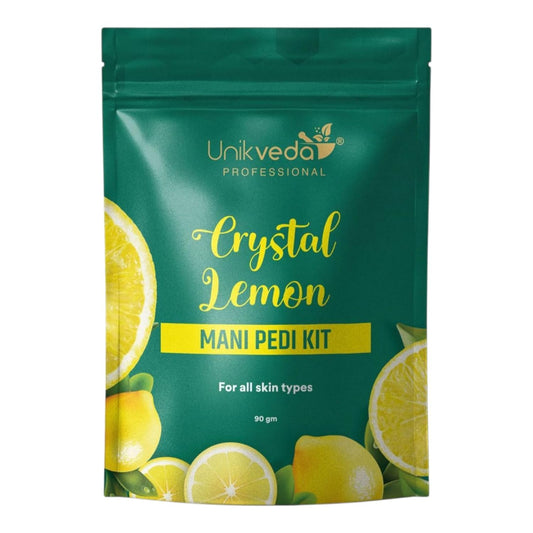 Unikveda Crystal Lemon Mani Pedi Kit, lemon based spa kit, refreshing mani pedi care, salon kit, skin care