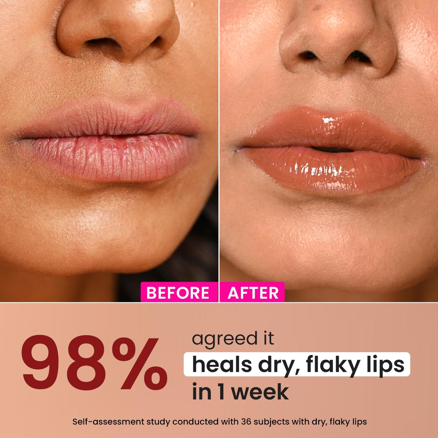 Dot & Key Ceramide Peptide Lip Balm, warm nude lip balm, spf lip care, nourished lips