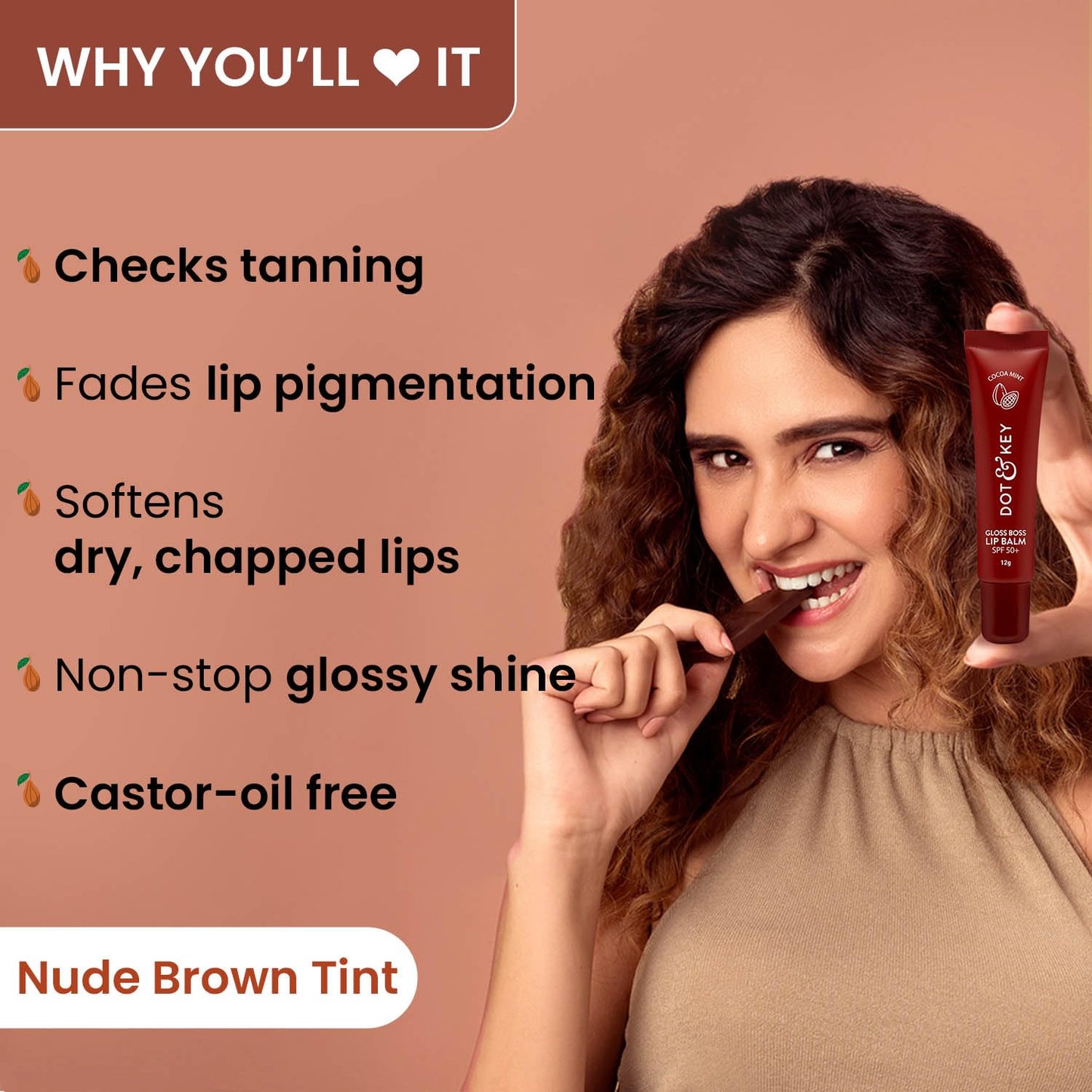 Dot & Key Gloss Boss Cocoa Mint Lip Balm, cooling spf lip care, glossy lips