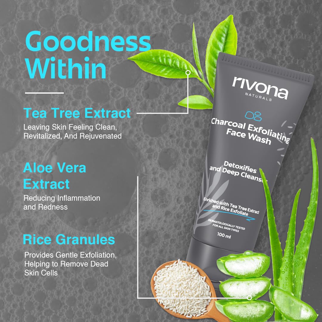Rivona Charcoal Face Wash for Men, oil control cleanser, deep cleansing face wash, men skincare