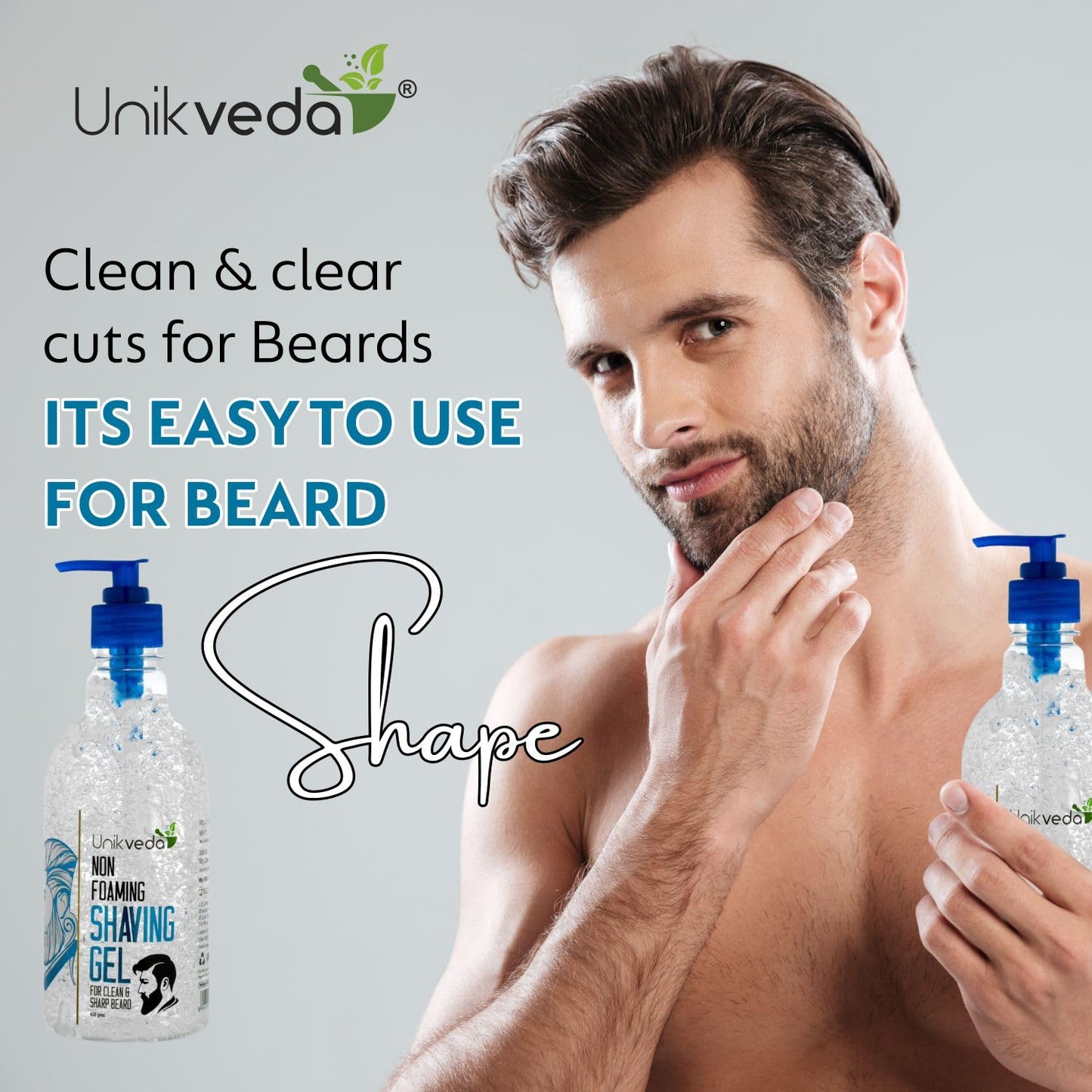 Unikveda Hydrating & Nourishing Non-Foaming Shaving Gel, shaving gel, aloe vera shaving gel, herbal shaving gel, smooth shave, skin comfort
